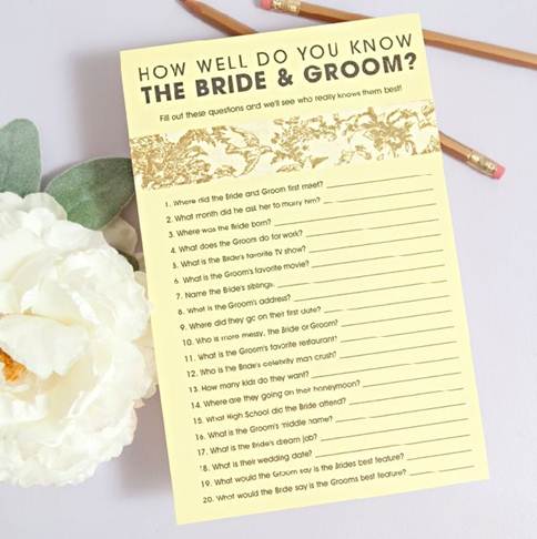 Different wedding engagement party games for you